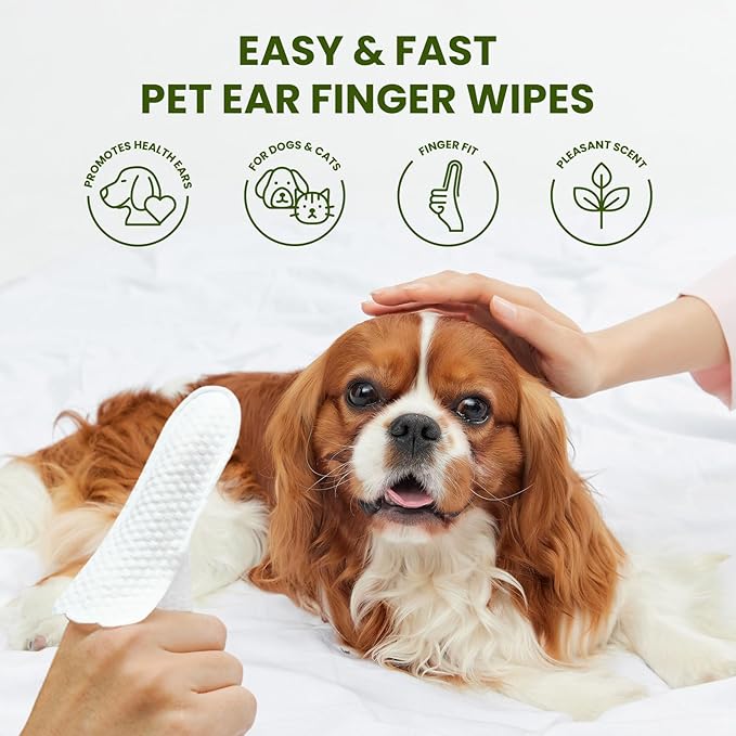 Dog Ear Finger Wipes for Dogs & Cats, 150 Count-PawvioPets