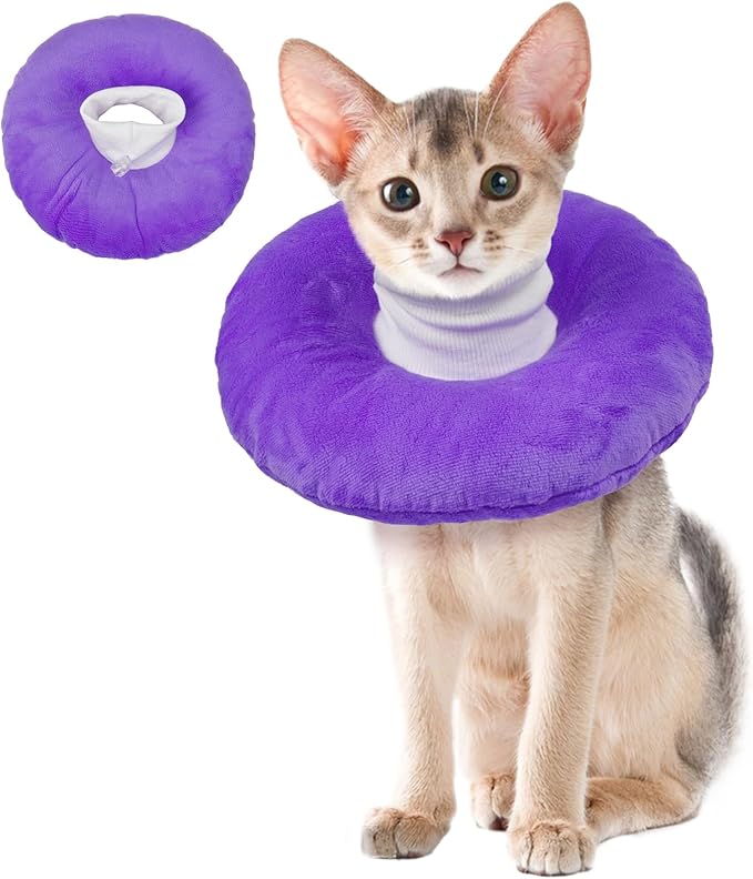 BRKURLEG Cat Recovery Collar Soft Cat Cones Pet Neck Protector Adjustable Kitten Cones to Stop Licking After Surgery Pet Elizabethan Collar for Cats Kittens, Purple, S-PawvioPets
