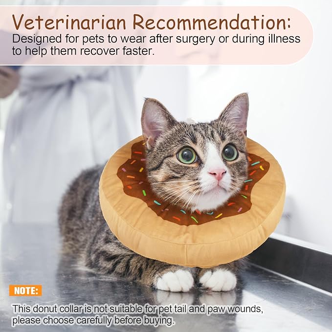 BEAUTYZOO Cat Cone Collars Soft, Cat Recovery E Collars After Surgery to Stop Licking, Adjustable Elizabeth Circle Collar Cute Pet Donut Pillow for Cats Kitten Small Dogs-PawvioPets