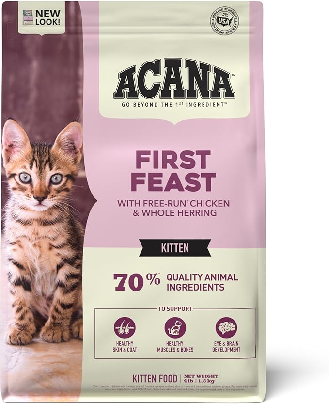 ACANA Dry Cat Food for Kittens, First Feast, Free Run Chicken and Whole Herring, 4lb-PawvioPets