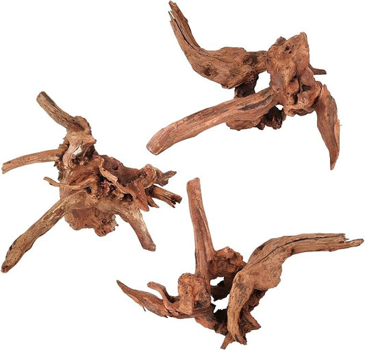 Driftwood for Aquarium Natural Aquarium Wood for Aquascaping Fish Tank Decorations Reptile Tank Decor (Natural Driftwood 6-10" (Pack of 3))-PawvioPets