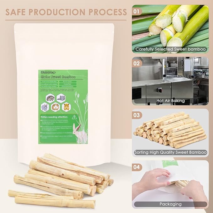 Bissap 700g/1.5Ib Sweet Bamboo Chew Sticks for Rabbits, Bunny Chewing Sticks for Rabbits Hamster Chinchilla Guinea Pigs Rabbit Small Animals Natural Treats Teeth Grinding Toys-PawvioPets
