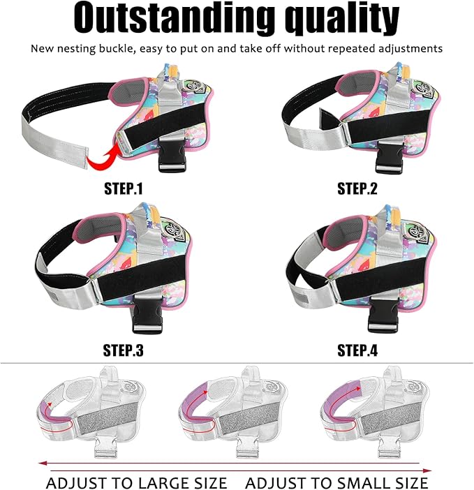 Bolux Dog Harness, No-Pull Reflective Dog Vest, Breathable Adjustable Pet Harness with Handle for Outdoor Walking - No More Pulling, Tugging or Choking (Medium (Pack of 1), OilPainting)-PawvioPets