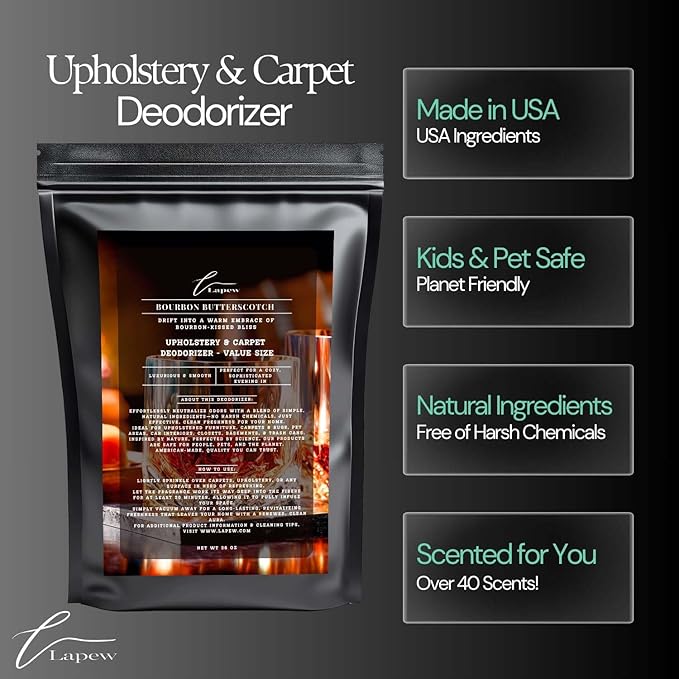Bourbon & Butterscotch Carpet Freshener Powder Value Size 36 oz | Powerful Odor Eliminator for Home | Upholstery Deodorizer | Carpet Deodorizer | Pet Urine | Cat Litter Box-PawvioPets