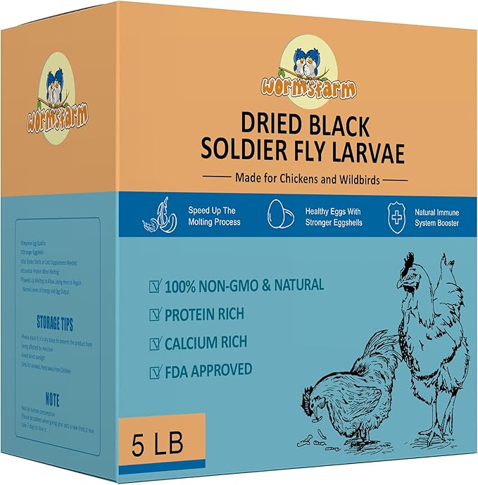 5LB Dried Black Soldier Fly Larvae Treat for Chicken More Calcium Than Mealworms,for Laying Hen,Wild Birds (5 Pound)-PawvioPets