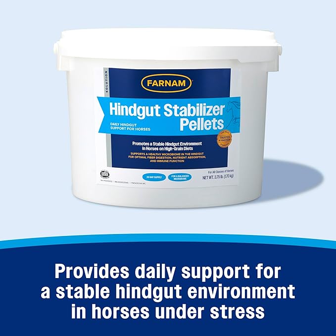 Farnam Hindgut Stabilizer Pellets, Daily Digestive & Immune Supplement for Horses Helps Maintain a Balanced Microbiome for Optimal Digestion-PawvioPets