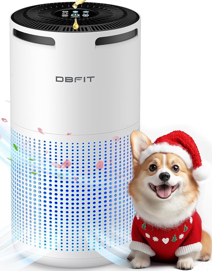 Air Purifiers for Home Large Room Up to 1500ft² with Aromatherapy, DBFIT H13 HEPA Air Purifier Air Cleaner for Smoke Pollen Dust Pet Hair Dander Odor, Portable Air Purifier with Timer (White)-PawvioPets