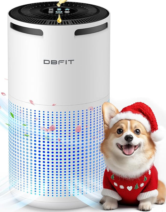 Air Purifiers for Home Large Room Up to 1500ft² with Aromatherapy, DBFIT H13 HEPA Air Purifier Air Cleaner for Smoke Pollen Dust Pet Hair Dander Odor, Portable Air Purifier with Timer (White)-PawvioPets