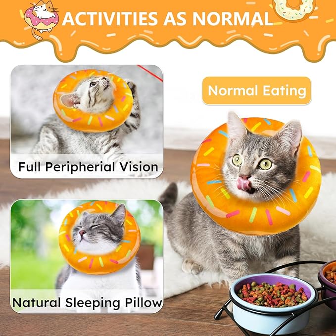 Cat Cone Collar Soft, Cat Recovery Collar for Wound Healing Cute Donut Adjustable Kittens Cones to Stop Licking Comfortable Lightweight Neck Elizabethan Collars for Cats Kittens After Surgery-PawvioPets