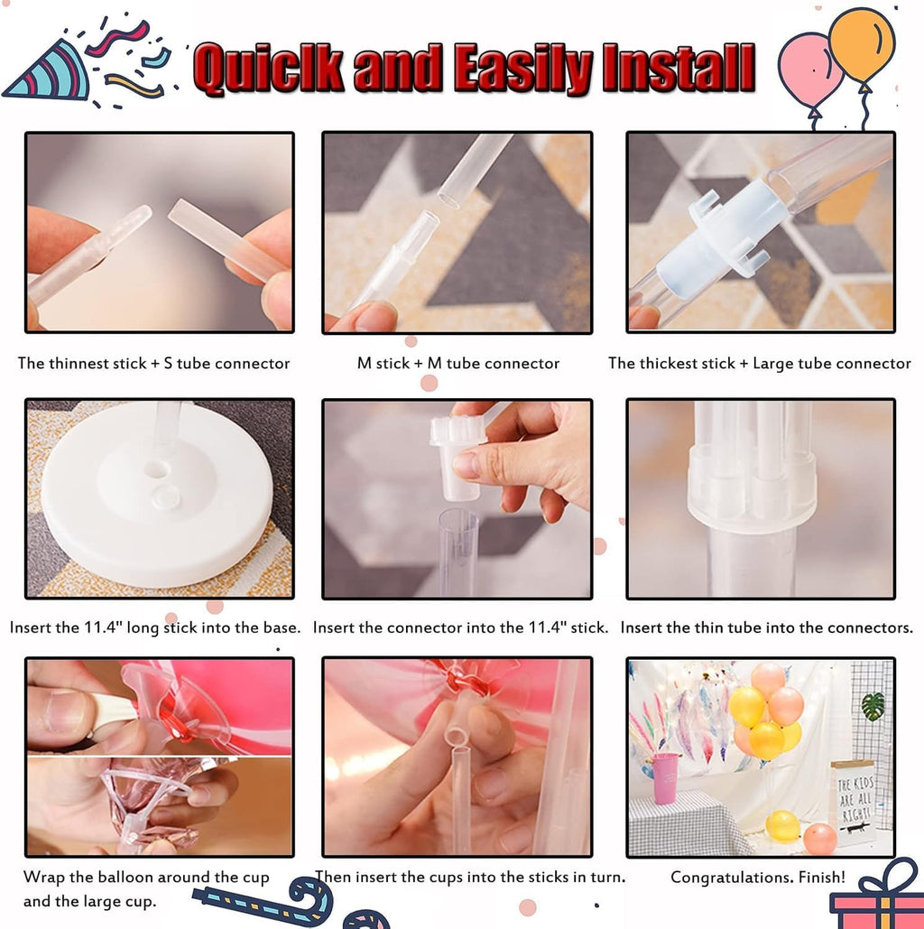 Pink Blue Purple Balloon Column Kit Set of 2,Balloon Column Stand with Base&Pole,Backdrop Decoration for Magic Theme Birthday,Wedding,Engagement,Baby Shower, Party, or Bachelorette Supplies(Hot Pink)