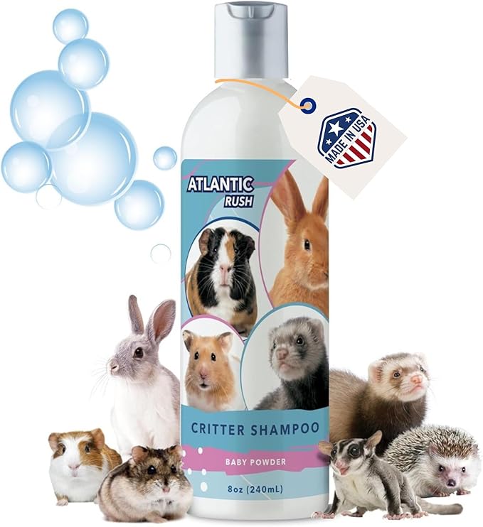 Critter Shampoo for Small Pets - 8oz Small Animal Baby Powder Scented Shampoo - Pet Shampoo for Small Critters Including Ferrets, Guinea Pigs, Rabbits, Hedgehogs, Hamsters & Sugar Gliders-PawvioPets
