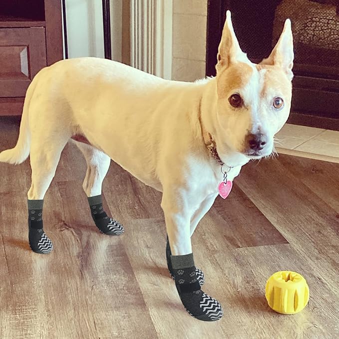 EXPAWLORER Anti Slip Dog Socks to Prevent Licking Paws, Dog Shoes for Hot Pavement, Dog Booties for Small Medium Large Senior Dogs, Traction Control Dog Boots & Paw Protectors for Hardwood Floors-PawvioPets