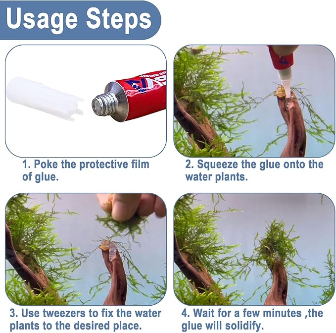 6 PCS Aquarium Glue,Aquarium Aquascape Aquatic Plants Coral Glue，Safe and Quick-Drying ，Reef Glue Suitable for Aquatic Plants, Moss, Coral, Stones, Shells，Fresh Water and Salt Water All Can Be Used-PawvioPets