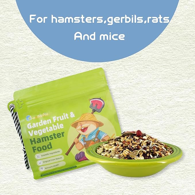 Garden Fruit & Vegetable Hamster Food Mix Natural Small Pet Food Made for Hamsters 1LB Critical Care Healthy Dwarf Hamsters Feed New Packaging-PawvioPets