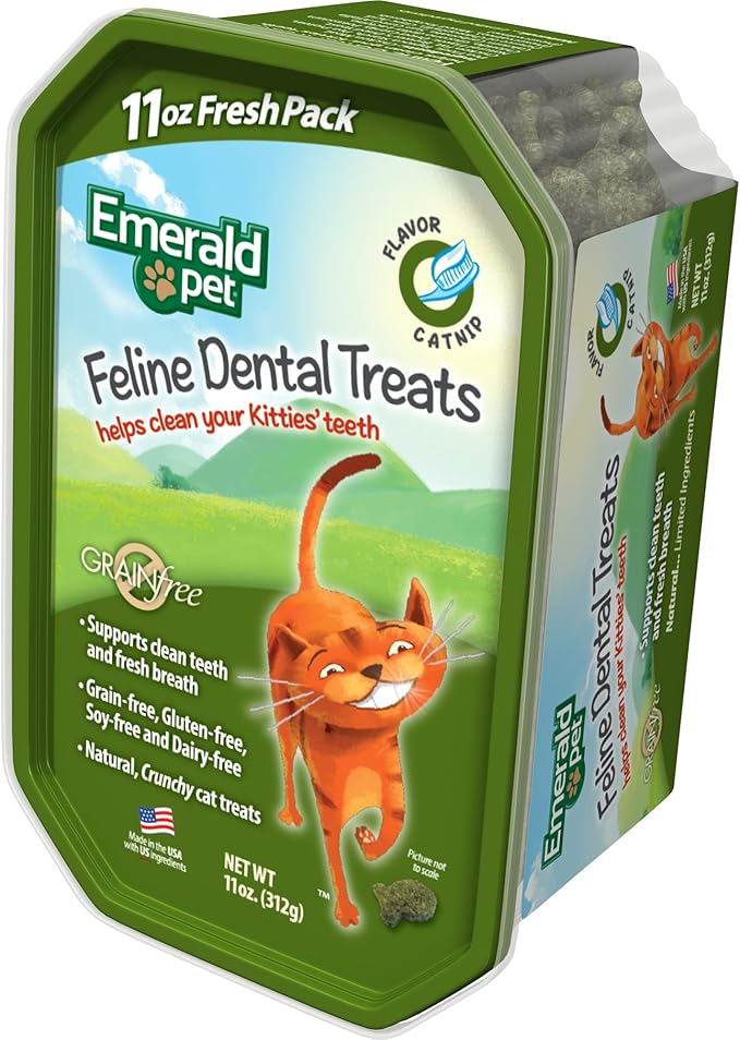 Feline Dental Treats — Tasty and Crunchy Cat Dental Treats Grain Free — Natural Dental Treats to Clean Cat Teeth, Freshen Cat Breath, and Reduce Plaque and Tartar Buildup — Catnip Treats, 11 oz-PawvioPets