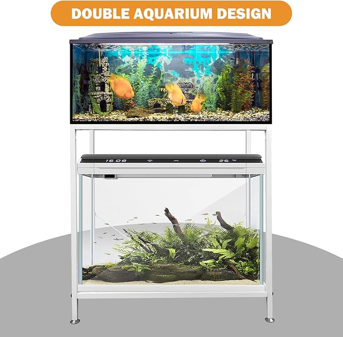 Fish Tank Stand: The Perfect 10 Gallon Metal Aquarium Stand Measuring 22.8" W x 10.6" D x 31.3" H to Fit Your Aquatic Display Needs. (10 Gallon-White)-PawvioPets