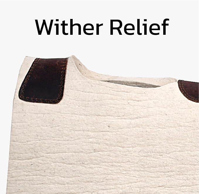 Black HOOF BlackHoof Steam Pressed Merino Wool Felt Contoured Pad 1 Inch Thick(31in Length and 32in Width), Saddle pad for Horses, White-PawvioPets