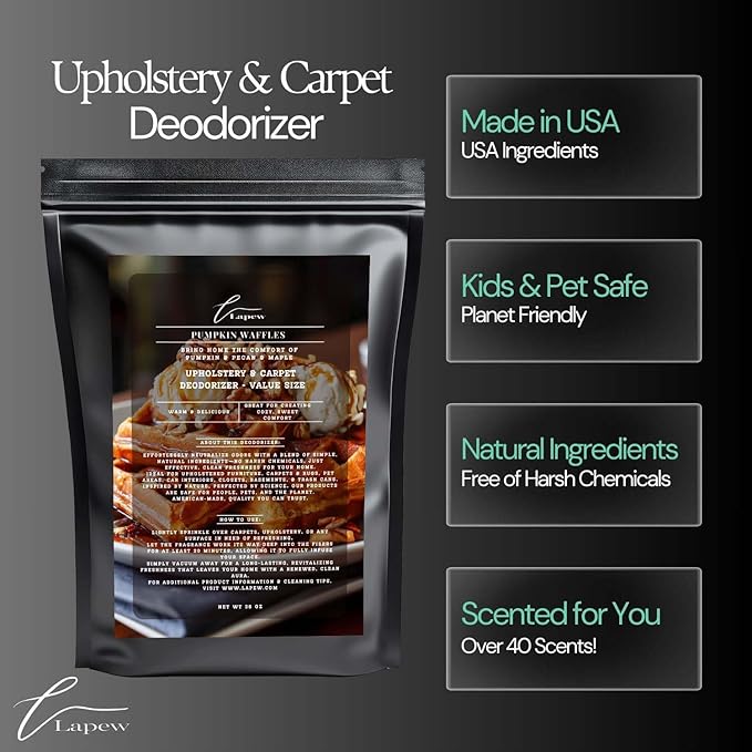 Carpet Freshener Powder Refill 36 oz | Powerful Odor Eliminator for Home | Upholstery Deodorizer | Carpet Deodorizer | Pet Urine | Cat Litter Box | (36 Oz, Pumpkin Waffles)-PawvioPets