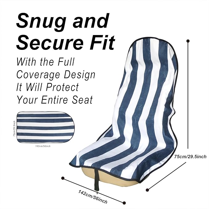 Car Seat Cover Protector Front Seats,for Gym Workout,Running,Swimming,Beach and Hiking,Waterproof Sweat Towel Bucket Seat Covers for Cars SUV Trucks (Blue Stripe, 2Pcs)-PawvioPets