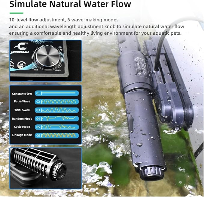 CONQUERALL Magnetic Powerhead 55W 35000L/H DC 24V Cross Flow Circulation Pump for 160 Gallon Freshwater Marine Wave Maker-PawvioPets