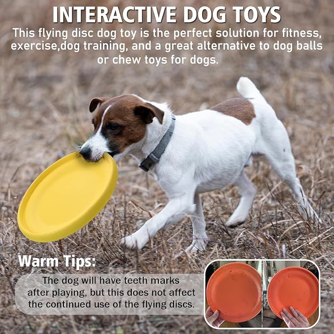 Dog Flying Disc - Durable Rubber Flying Disc Dog Toy - 9.25" Indestructible Rubber Dog Flying Discs Flyer Dog Toys - Puncture Resistant & Bite Resistant Extremely - for Medium Large Dogs-PawvioPets