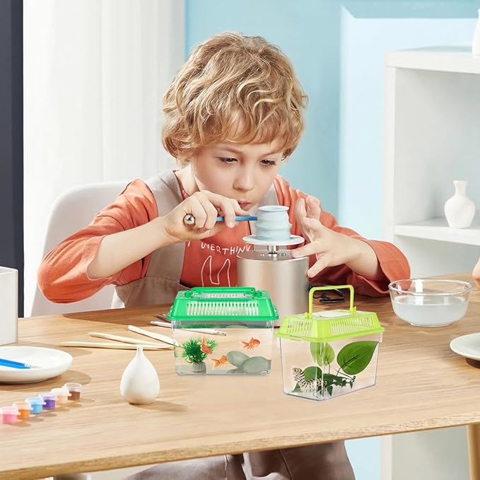 4pcs Portable Handheld Fish Tank Lightweight Aquarium for Turtle Goldfish and Hamster Transparent Container with Creative Design for Easy Feeding and Cleaning-PawvioPets