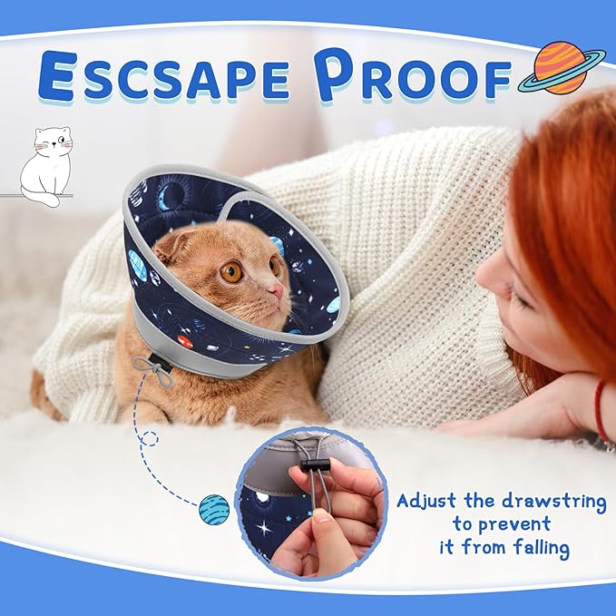 Cat Cone Collar Soft to Stop Licking, Adjustable, Foldable Lightweight Kitten Cones After Surgery Recovery for Cats & Kittens, Cat Cone Alternative (Grey, L)-PawvioPets
