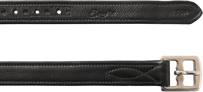 Exion FlexiStrong Stirrup Leathers for English Saddles – 1" Premium Calfskin with Nylon Core – Numbered Holes, Stainless Steel Buckles – Black/Brown – Horse Riding Gear (48"/120cm to 62"/155cm)-PawvioPets