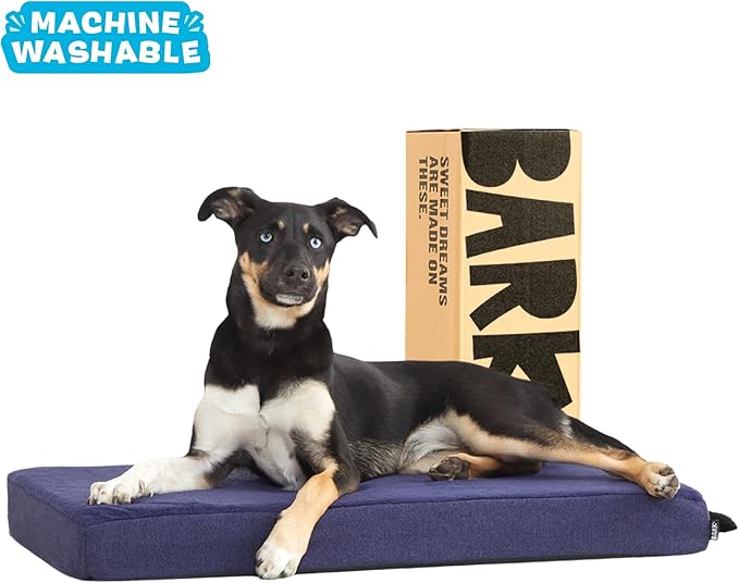 Barkbox Orthopedic Dog Bed with Memory Foam, Premium Comfort for Dogs and Puppies, Dog Bed for Joint Relief and Restful Sleep, Durable and Easy to Clean - Navy, Medium-PawvioPets