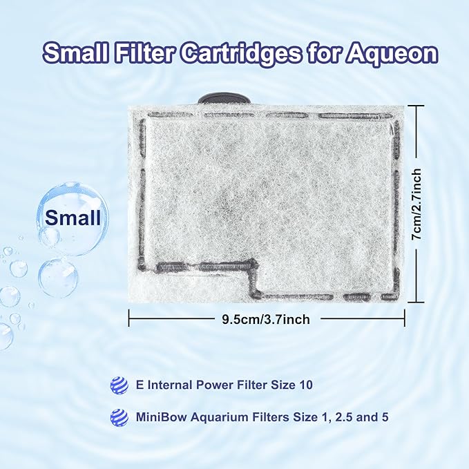 10 Pack Small Filter Cartridges for Aqueon,Small Fish Tank Replacement Filter for Aqueon QuietFlow E Internal Power Filter Size 10 and MiniBow Aquarium Filters Size 1, 2.5 and 5 Gallon-PawvioPets
