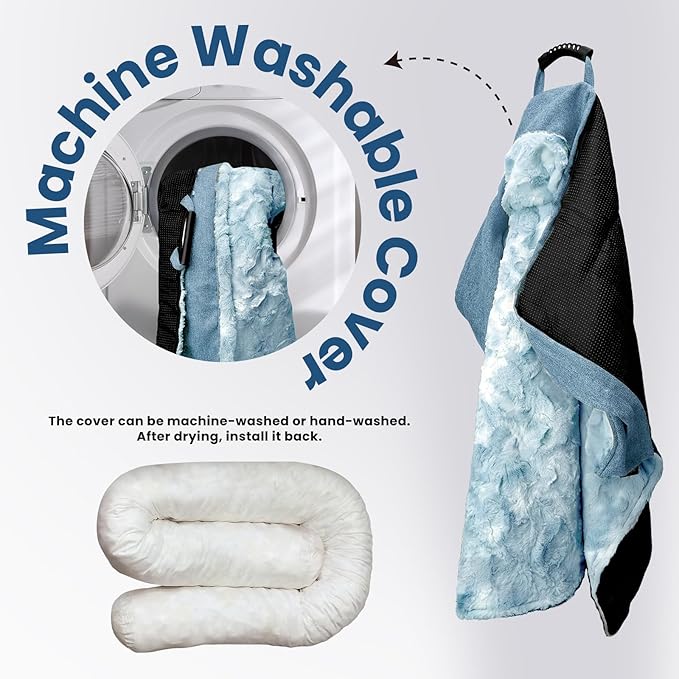 Calming Dog Couch Bed for Medium Dogs/Cats, 35 x 31 inch Waterproof Removable Dogs Mat Couch Cover for Furniture Protector, Non-Slip Fluffy Pelsbarn Dog Bed for Couch, Sofa - Tie-Dye Blue-PawvioPets