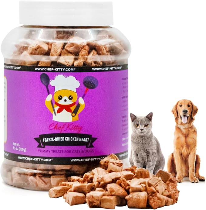 Freeze-Dried Chicken Heart Treats for Cats & Dogs – 100% Human Grade, Single Ingredient, High-Protein, Healthy Snack – No Additives or Preservatives – 2.6oz - Inspected & Tested in USA-PawvioPets