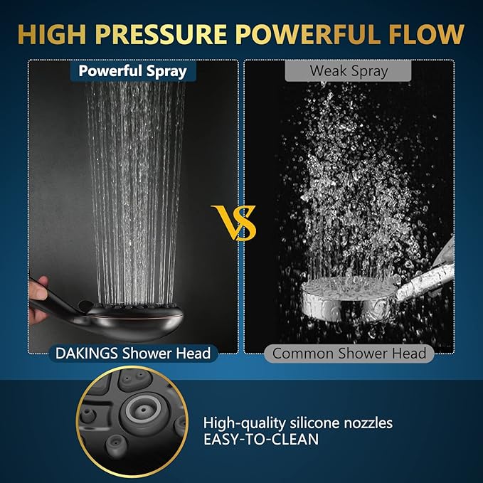 6 Spray Modes High Pressure Handheld Showerhead Set Upgraded 5 Inches Shower Head with Handheld Spray Oil Rubbed Bronze Handheld Shower Head 60 Inches Stainless Steel Hose-1-Min Install-PawvioPets