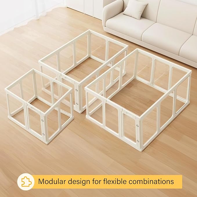 Acrylic Dog PlayPen, Clear Dog Play Pen for Puppy Cat Rabbit, Easy Assemble Pen, Preferable Small Cage, 23.6" H, 10Pcs-PawvioPets