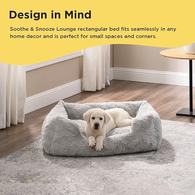 Best Friends by Sheri Lux Lounge Bed Calming Faux Fur Dog Bed, Gray, Medium, 30" x 20"-PawvioPets