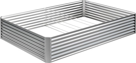 EKX 8x4x2FT Galvanized Raised Garden Bed, Raised Garden Bed Kit-Metal Planter Box Outdoor,Planting for Vegetables, Fruits,Herbs, Flowers-Slive-PawvioPets