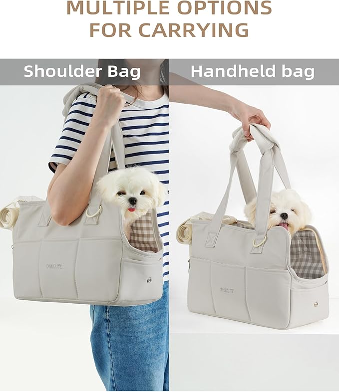 Dog Carrier for Small Dogs Rabbit cat with Large Pockets, Cotton Bag, Dog Carrier Soft Sided, Collapsible Travel Puppy Carrier (Grey, 17" L x 7.5" W x 12" H)-PawvioPets