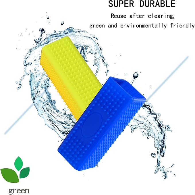 2pcs Pet Dog Cat Hair Remover, Pet Hair Removal Tool, Hollow Cleaner Brush for car，Interior, Furniture, Sofa (blue and yellow)-PawvioPets