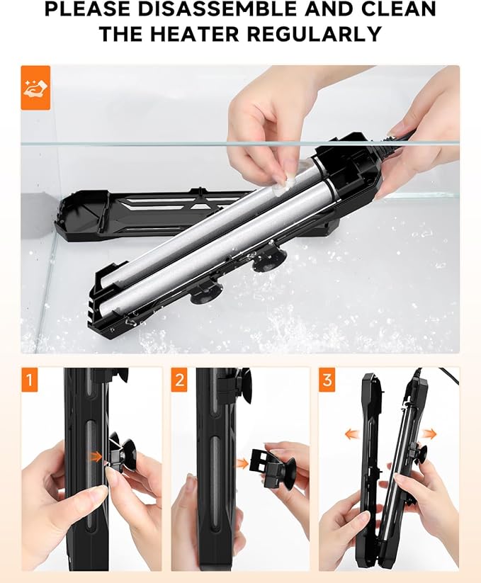 AQQA Aquarium Heater,64-95°F Fast Heating Double Quartz Glass Tube Fish Tank Heater,High-definition LCD Controller Displays Real-time Power,Anti-dry and Over-temperature Protection (1200W 210-330 Gal)-PawvioPets