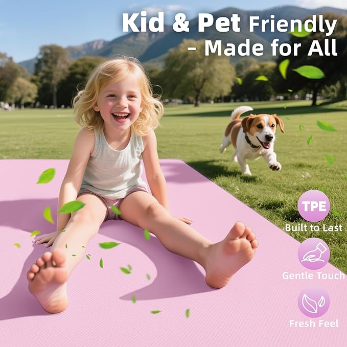 Extra Large Yoga Mat - 72"x35", 72"x48", 78"x57" - Wide TPE Exercise Mat for Home, Stretching, Couples & Family Workouts - 6-12mm Thick, Non-Slip & Waterproof - with Carry Bag and Straps-PawvioPets