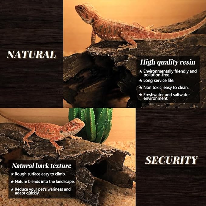 Fish Tank Decorations - Large Aquarium Decorations Air Bubbler Tree Fish House for Betta Hideout Caves Buddha Decor Temple Ruins Arched Betta Fish Accessories Reptile House Shelter Decor (Wood A-M)-PawvioPets