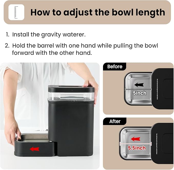 Gardner Pet Automatic Dog Water Dispenser Gravity Waterer with Stainless Steel Bowl Water Dispenser 8.5L Large Capacity Water Feeder for Dogs Cats Pets, BPA-Free Noise-Free (Black, 8.5L)-PawvioPets