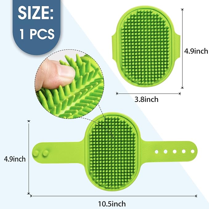 Dog Grooming Brush, Lilpep Pet Shampoo Bath Brush Soothing Massage Rubber Comb with Adjustable Ring Handle for Long Short Haired Dogs and Cats (Green, pack of 1)-PawvioPets