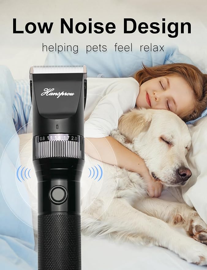 Dog Clippers for Grooming, 12V Professional Dog Clippers，Heavy Dutt Corded Pet Hair Trimmer Pet Trimmer for Thick Hair with Guard Combs Brush-PawvioPets