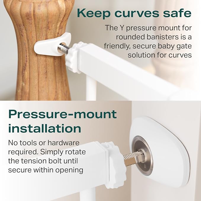 Cumbor 29.7-57" Extra Wide Baby Gate for Stairs, Mom's Choice Awards Winner-Dog Gate for Doorways, Pressure Mounted Walk Through Safety Child Gate for Kids Toddler, Tall Pet Puppy Fence Gate, White-PawvioPets