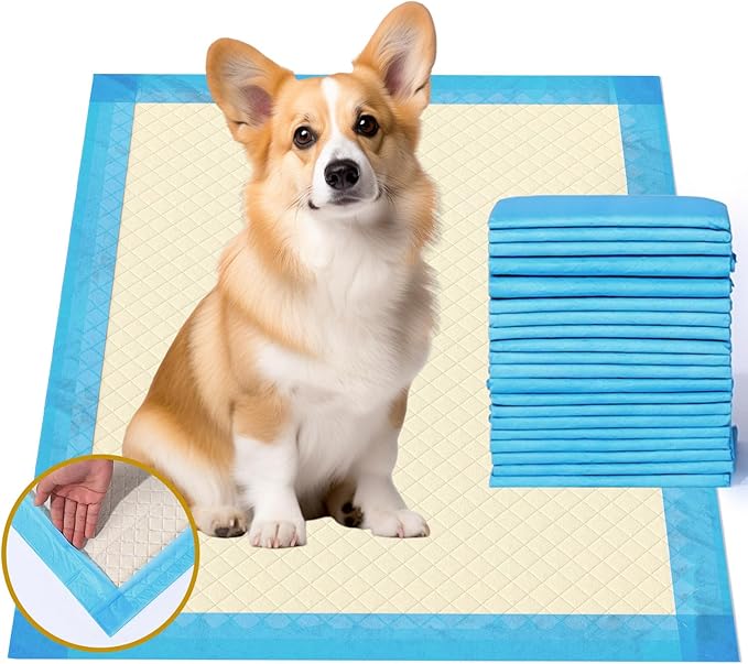 Gardner Pet Ultra Absorbent Thicker Dog Pee Pads Rugular 22"x22" Leak-Proof Odor-Control Small Blue Puppy Training Pads Full Edge-Wrapping Pad for Dogs Dogs, Puppies, Doggie, Cats, Rabbits - 50 Ct-PawvioPets