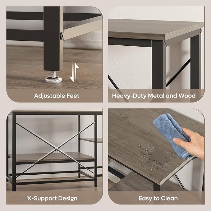 55 Gallon Fish Tank Stand with Charging Station, 49.2x13.8 Metal Aquarium Stand with 3-Tiers Adjustable Storage Shelves, 6-Legs Reptile Terrarium Stand, 700 LBs-PawvioPets