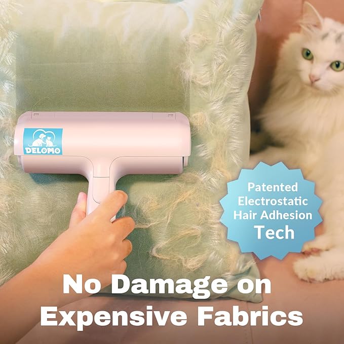 DELOMO Pet Hair Removal Tool, Pet Hair Remover - Lint Roller for Pet Hair - Cat and Dog Hair Remover for Couch, Furniture, Carpet, Car Seat, Reusable Lint Roller with Fur Bin, Pet Owner Essential-PawvioPets