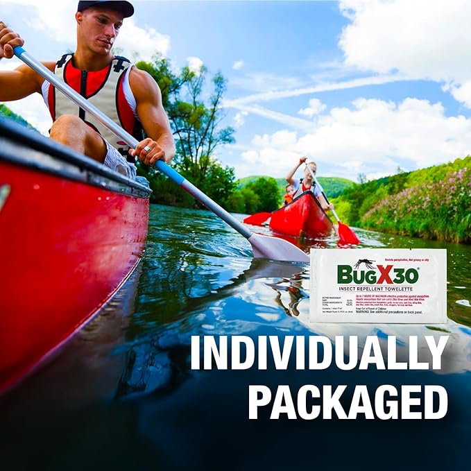 CoreTex Bug X 30 Mosquito, Tick, & Insect Repellent Wipes (30% DEET) with Resealable Travel Bag - Pack of 15 Single-Use Bug Repellent Wipes for Up to 7+ Hours of Protection Against 12 Types of Insects-PawvioPets