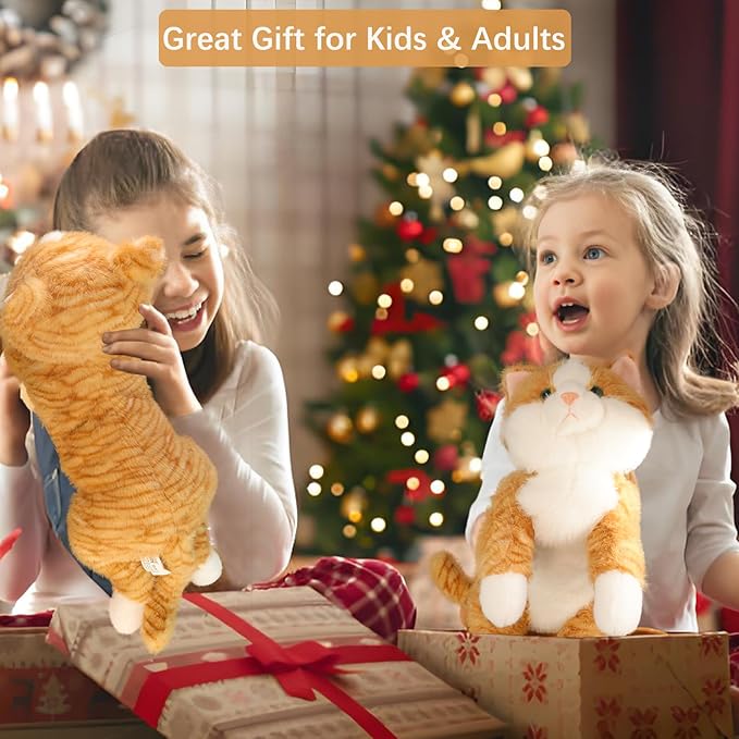 19 inch 3 lbs Cat Weighted Stuffed Animals, Realistic Weighted Cat Stuffed Animal, Sensory Comfort Plush Throw Pillow, Soft Kawaii Kitty Plush Toy Gift for Adults Kids Youth-PawvioPets